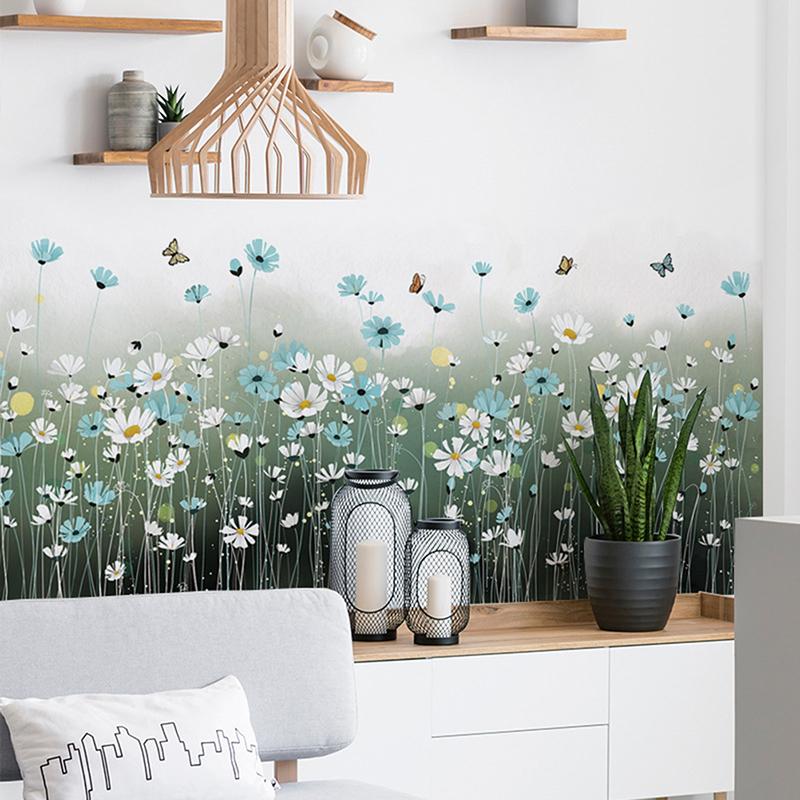 Cartoon Botanical Floral Wall Sticker Home Living Room Decor Vinyl Wall Decal