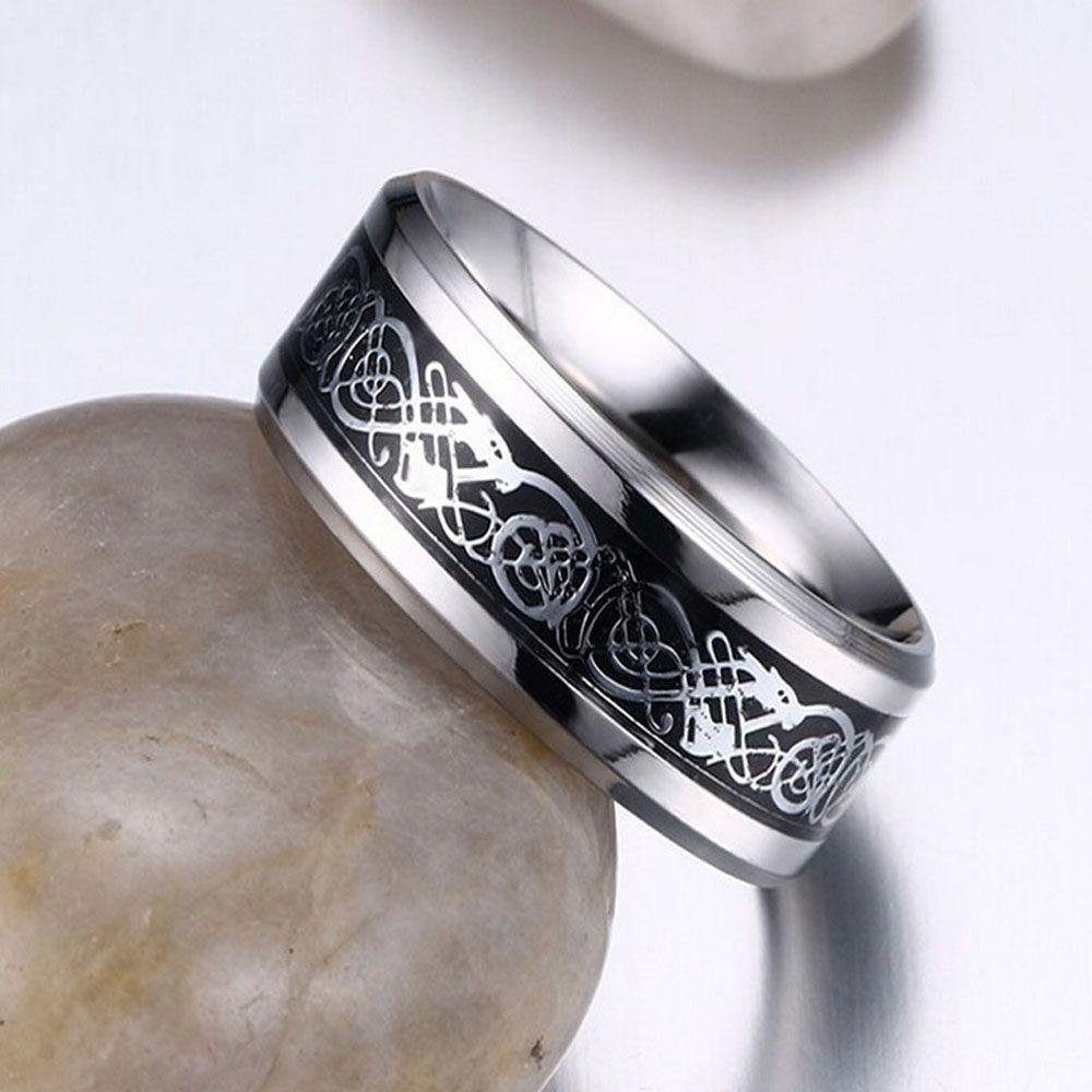 Модные серебристые титановые мужские кольца с драконом, обручальное кольцо из нержавеющей стали
