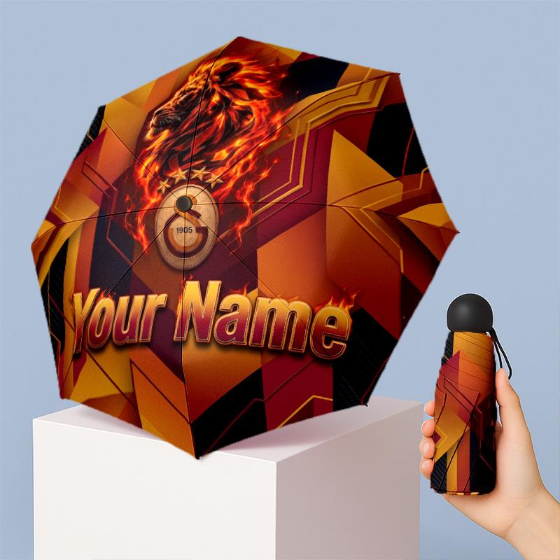 Galatasaray FC Manual Five Fold 8 Rib Umbrella Support Custom Text, Lightweight Travel Umbrella