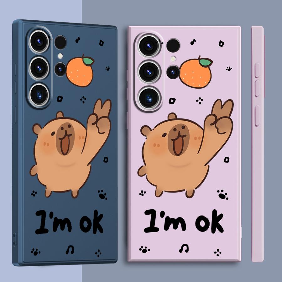Case for Samsung Galaxy S26 S24 Ultra S20 FE S22 S25 Edge Note 20 10 Ultra S23 S21 Plus Phone Cover I'm Ok Capybara