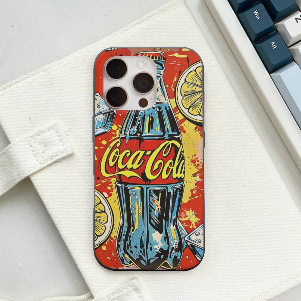 C-CocaS-Модный чехол для телефона с рисунком Колы для IPhone 17 16 15 14 13 12 11 ProMax Plus Волнистый чехол Ударопрочный