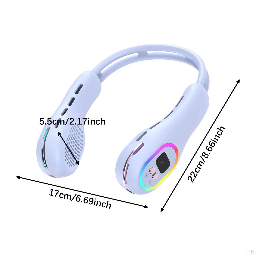 Шейный вентилятор без рук, Низкий уровень шума, Светодиодный дисплей, Персональное охлаждение для мужчин и женщин, Для улицы и помещений