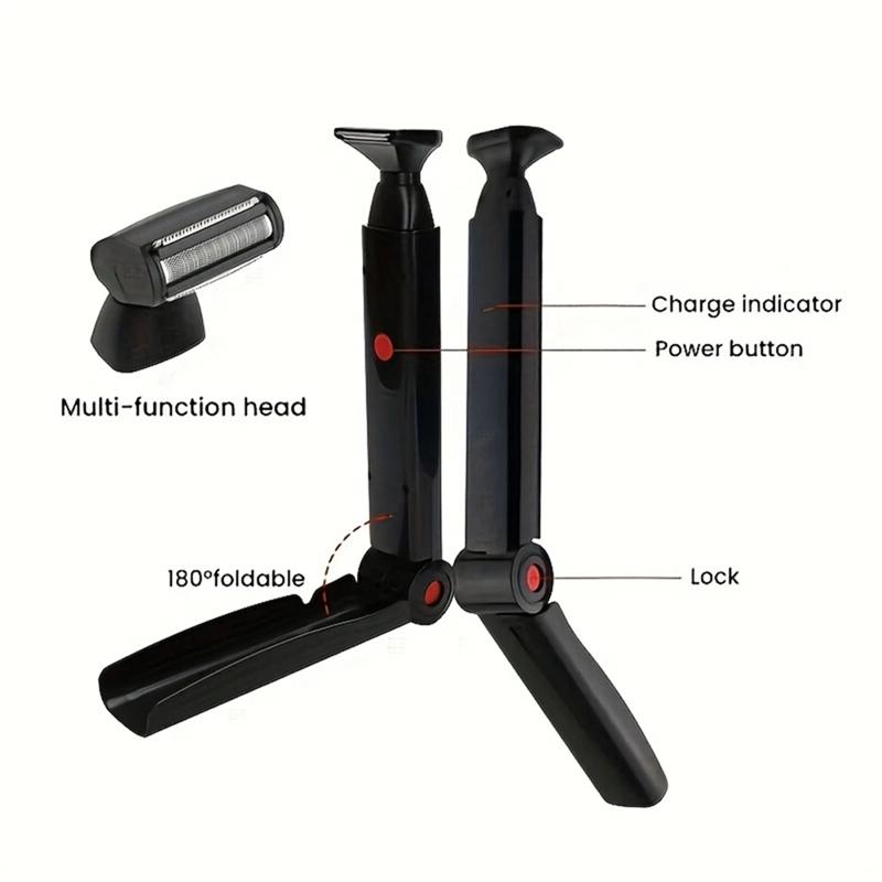 Back Hair Removal 2 In 1 Electric Back Shaver Rechargeable Foldable Handle Facial Hair Trimmer Men Body Grooming Tool Groomer