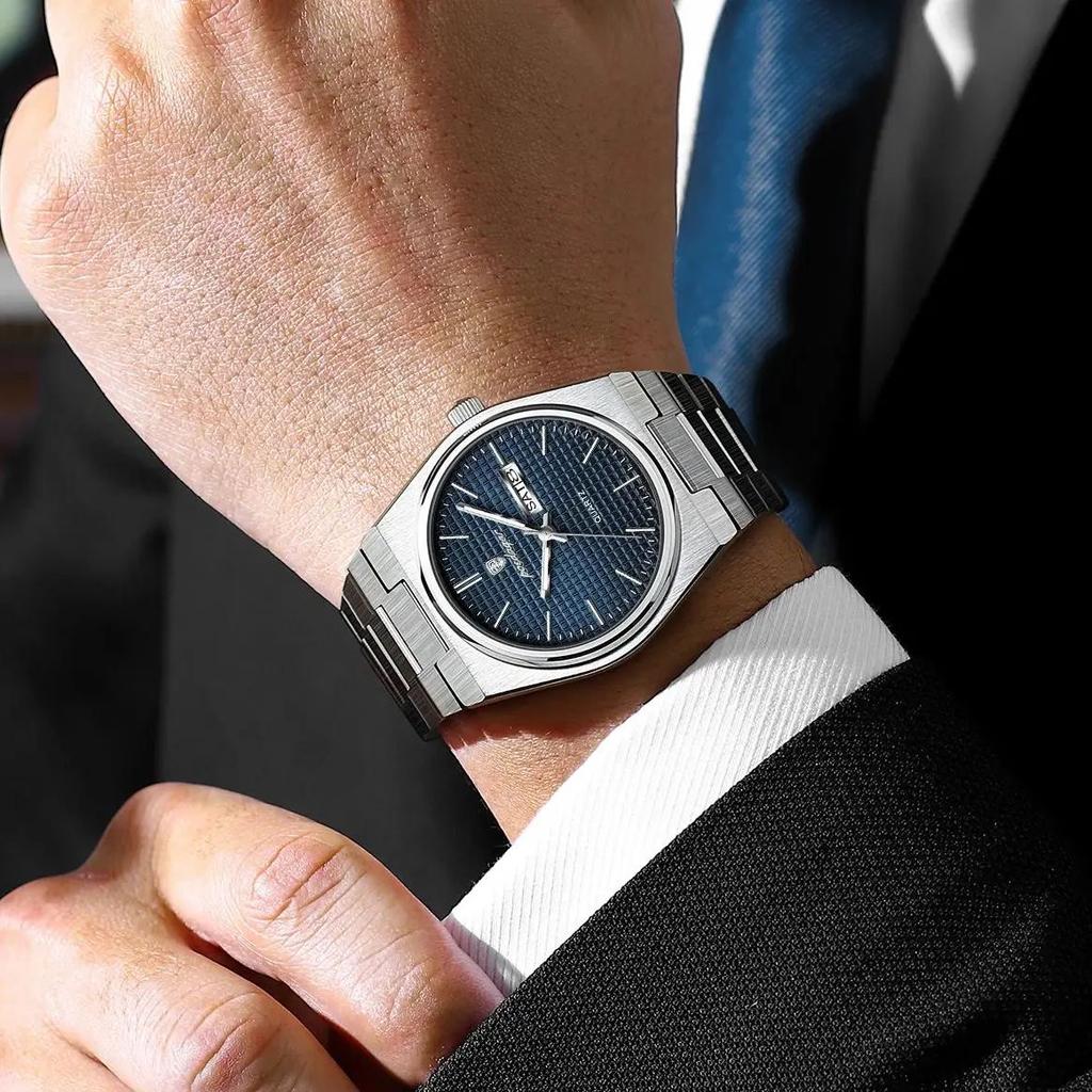 Luxury Round Fashion Man Wristwatch Waterproof Luminous Date Week Quartz Men's Watches Stainless Steel Men Watch Reloj