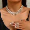 GemChic Женские новые изысканные хрустальные стразы полые сверкающие ожерелье ключицы серьги комплект из двух предметов подарок на день рождения Рождество ювелирные изделия