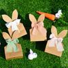 12PCS Cartoon Easter Rabbit Candy Gift Box with Ribbon Bow 3D Bunny Ear Rabbit Cookie Bag Kraft Paper DIY Party Favor Bag