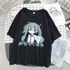 Manga Character Anime Print Harajuku Korean Top Women T-shirt Casual Ladies Basic O-collar Black White Short Sleeved Tshirt Girl