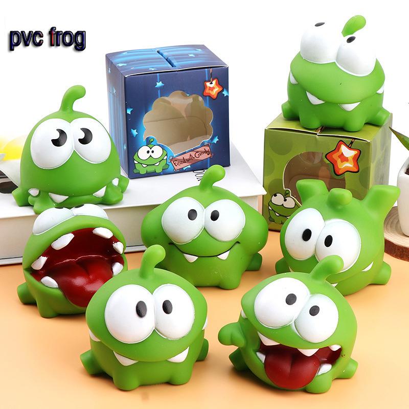 1 Pcs Kawaii Cut Rope Big Eyed Frog Doll Plaything Plush Animal Pinch  Vocalization Pvc Green Bean Frog Children'S Toys Christmas Present
