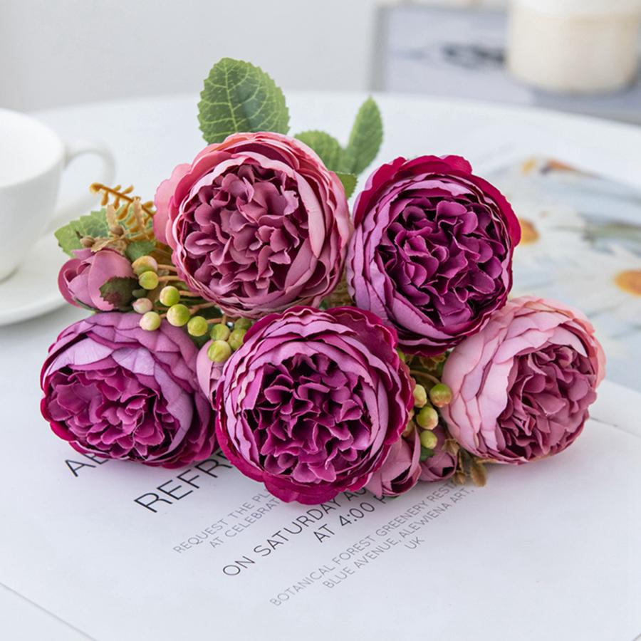 7 Forks Silk Artificial Flower Peony Home Room Wedding Wreath Festival Party Outdoor Arch Background Decor Floral Arrangement