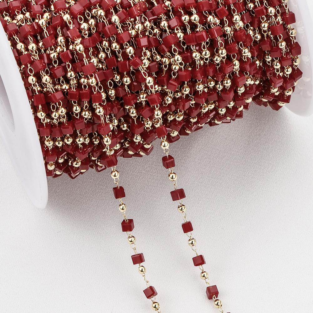 1Meter Bohemian Cube Beads Chain for KC Gold Choker Necklace Bracelets Women Charm Handmade Party Jewelry Making DIY Accessories