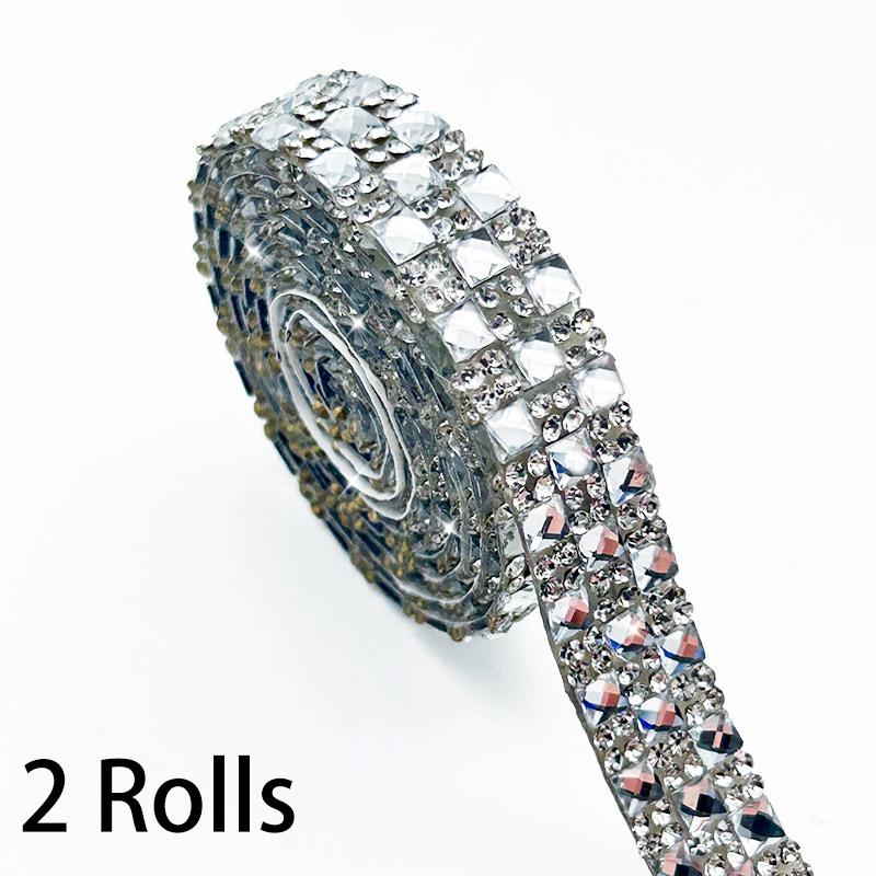 2 рулона стразовой ленты 1 ярд/рулон блестящая наклейка термоаппликация цепь лента для шляп сумок курток стекла DIY