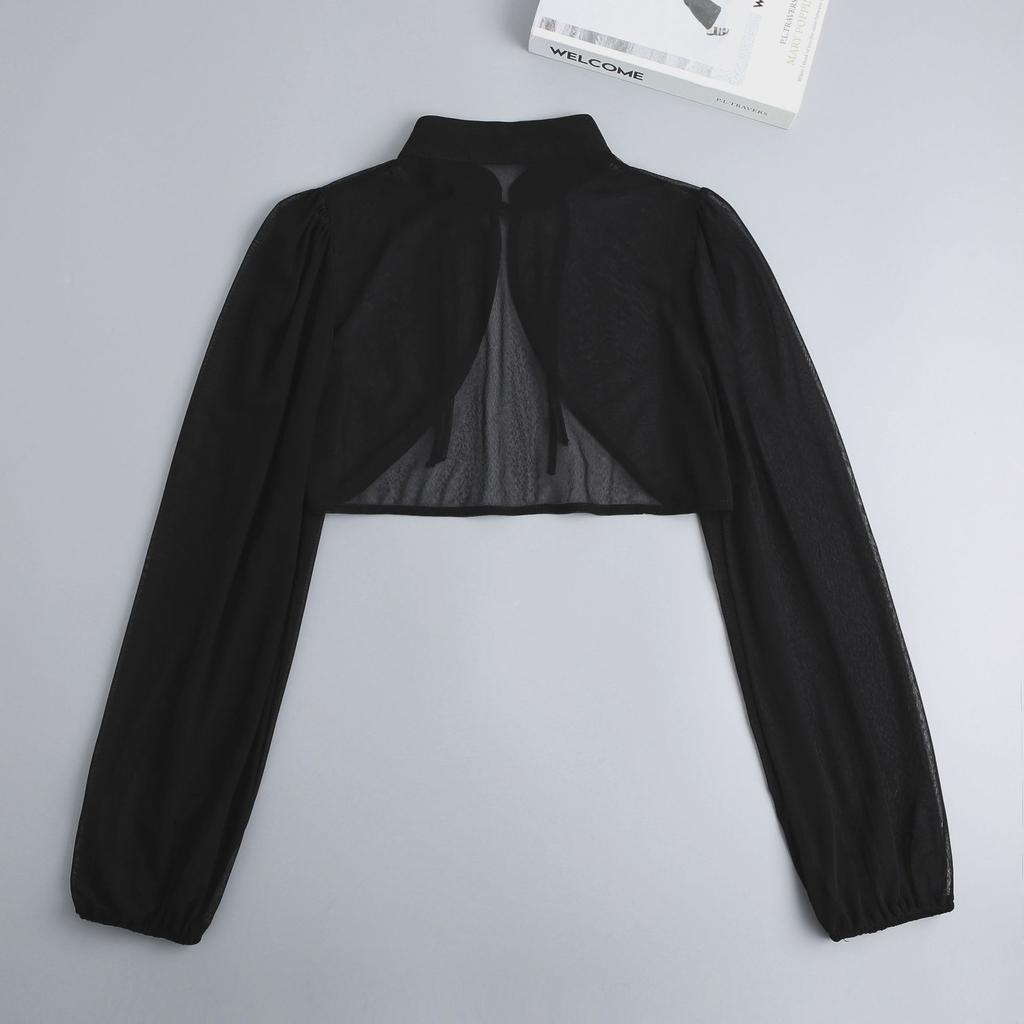 Женская рубашка с длинными рукавами, съемный воротник, черный сетчатый воротник, имитация воротника, полурубашка, блузка, топы, имитация воротника