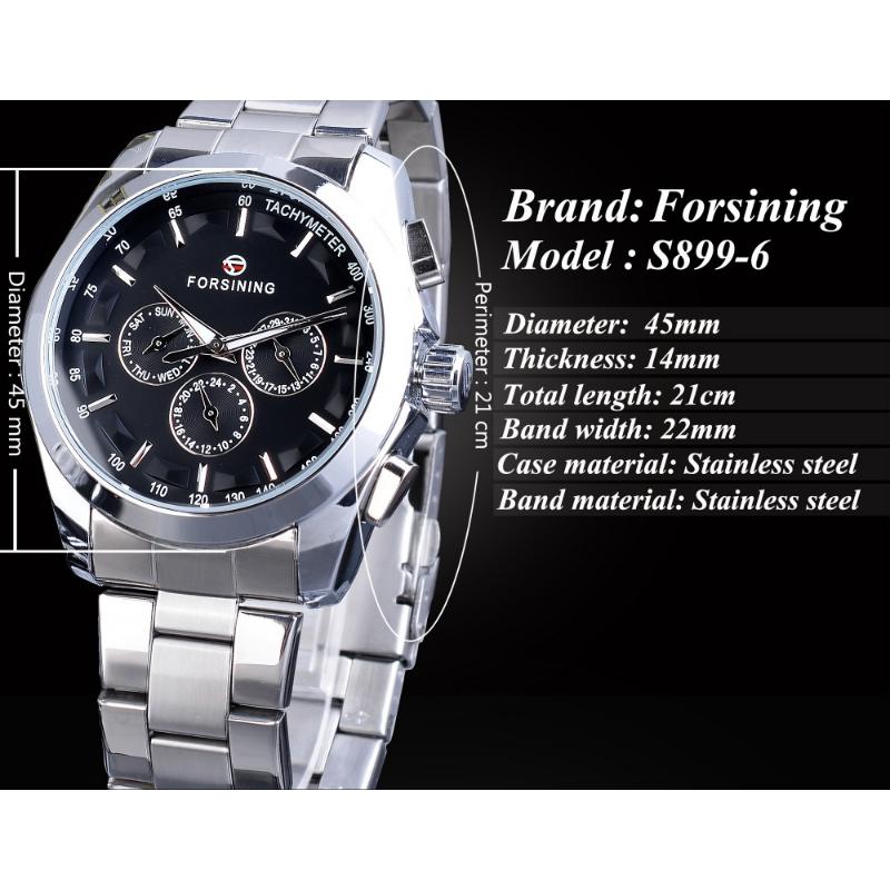 Forsining Новые лучшие мужские часы, автоматические мужские механические часы, календарь недели, механические мужские часы со светящимся стальным ремнем