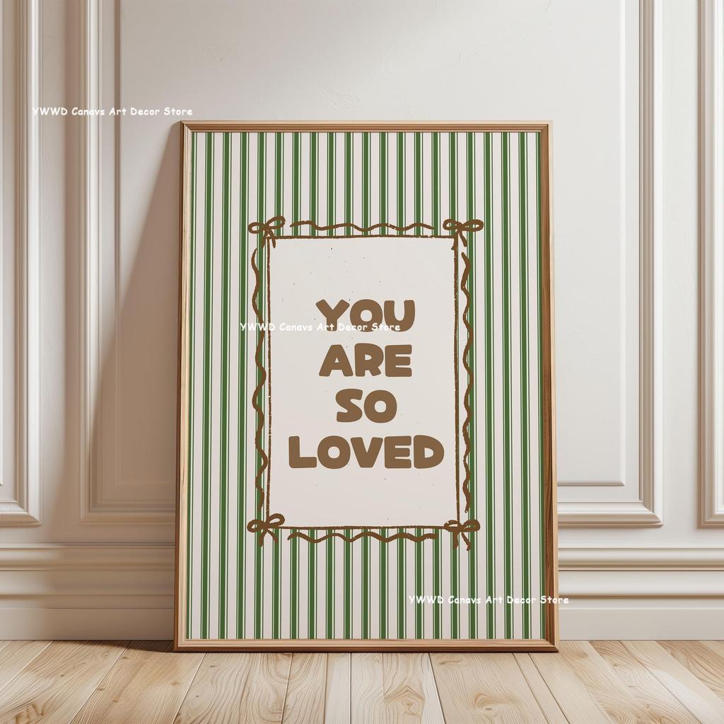 Actually It's All Fun & Games Striped Canvas Print Green Tulip Flower Cool Kids Book Club Wall Art Poster for Modern Home Decor