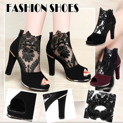 Женская обувь, летние новые дышащие сандалии с круглым носком, толстым каблуком и открытым носком, сетчатые дышащие сандалии