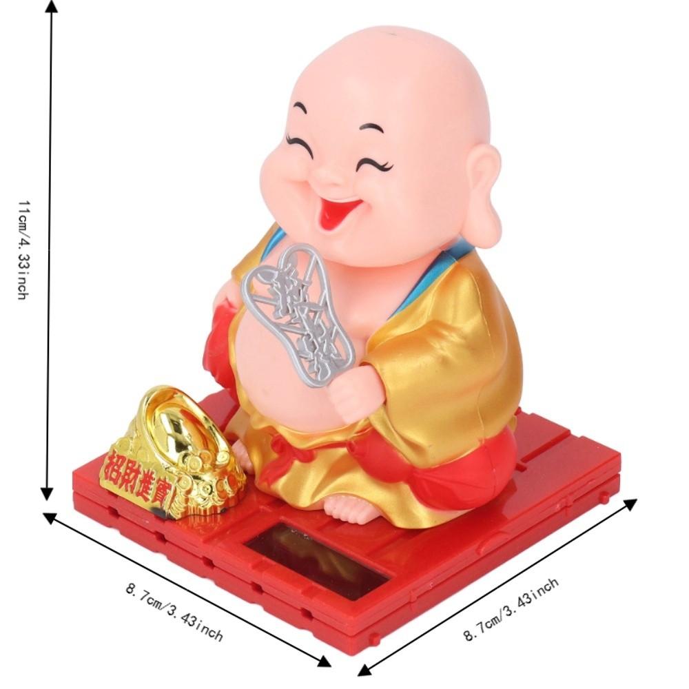 Red, Gold Solar Buddha Dashboard Statue Car Light Driven Buddha Figurine Window Sill Table Statue