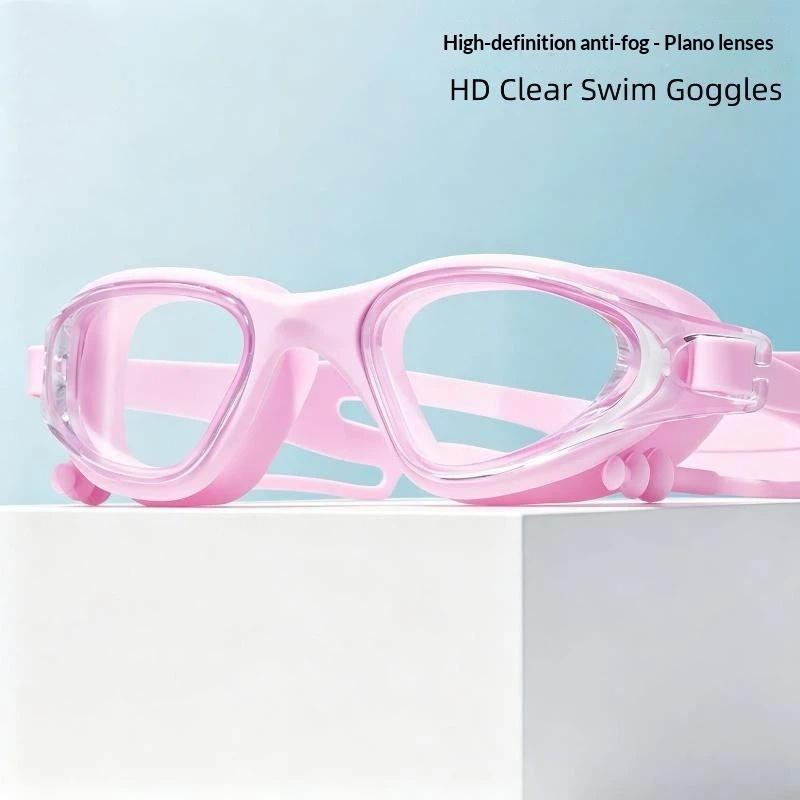 Adult Swimming Goggles Anti Fog HD Waterproof Oversized Frame Adjustable Strap for Men Women Beach Swim