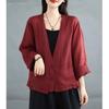 Dimanaf 2025 New Plus Size Spring Summer Women Coat Basic Shirt Vintage Tops Tees Solid Casual Loose Cardigan