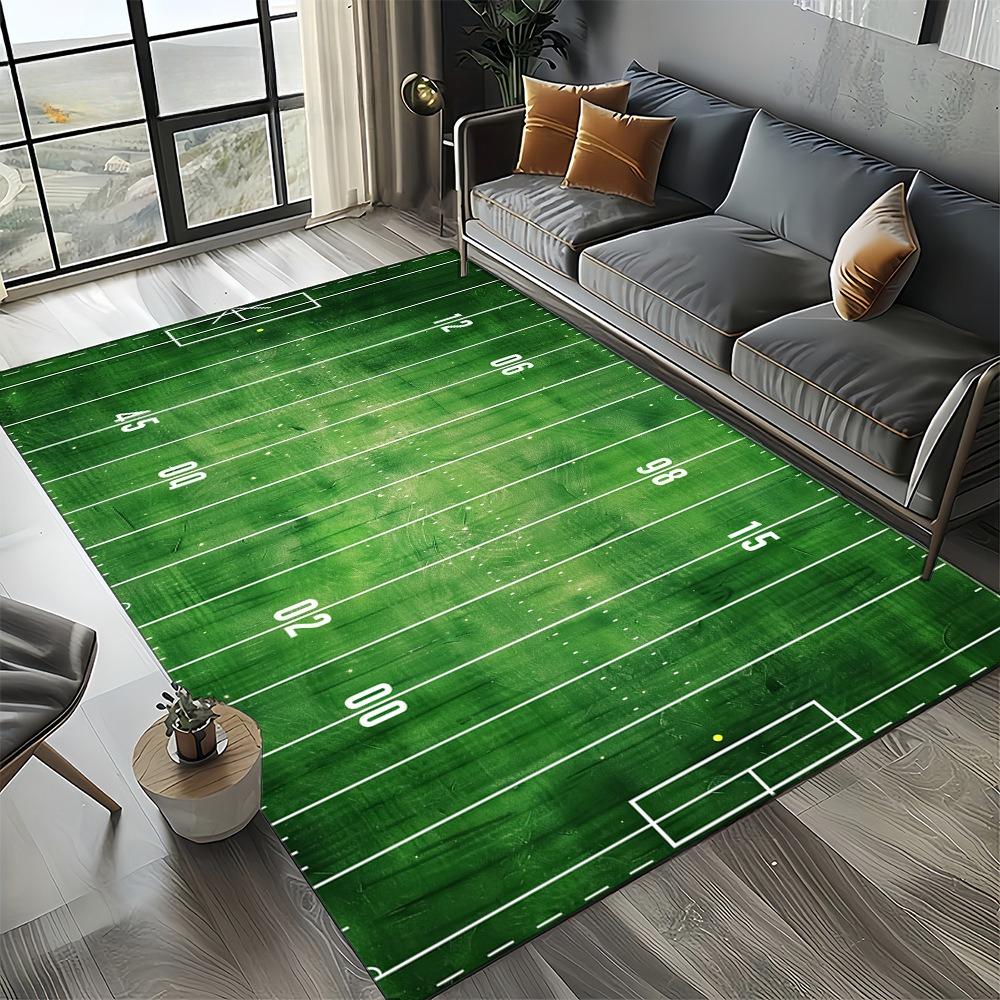 American Football Field Pattern Area Rug Non-Slip Floor Carpet for Living Room Bedroom Sports Themed Home Decor Mat for Game Fan