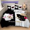 3pcs Hello Kitty Angel & Devil Quilt Cover Set (1 Quilt Cover + 2 Pillowcases Without Pillow Core), High-Definition Printing for Home and Dormito