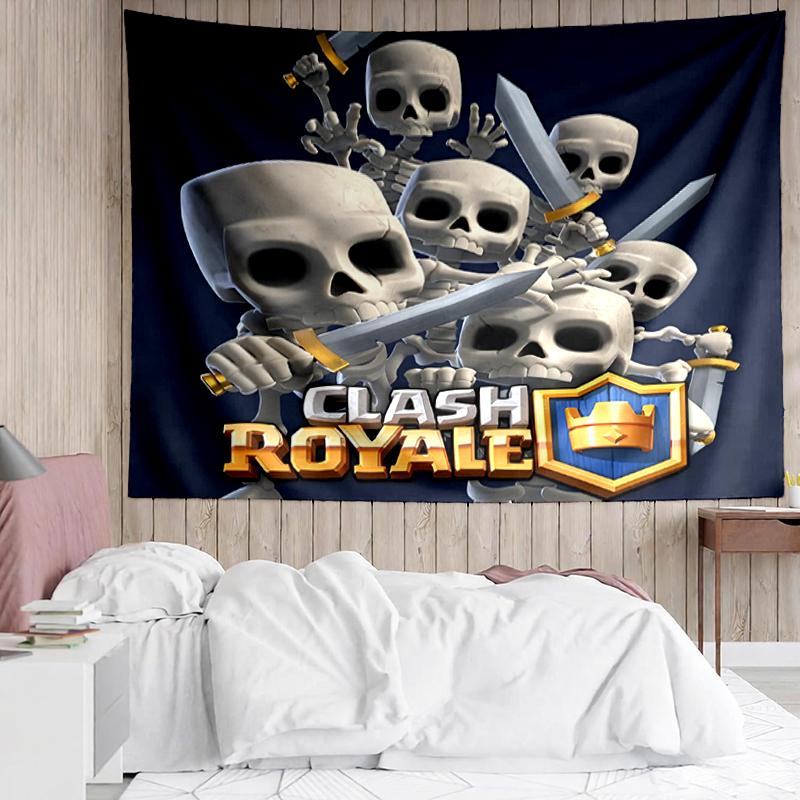 Гобелен с принтом Clash Royale, Фон, Легкая установка, Идеально подходит для спальни, офиса и гостиной, с эстетичным настенным декором.