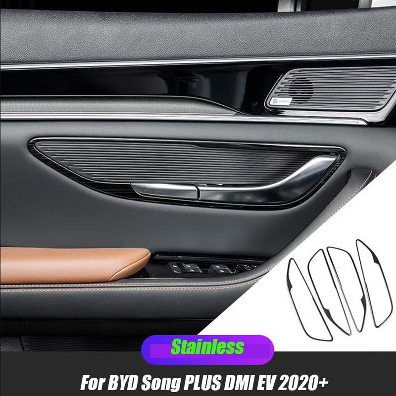 Автомобильные аксессуары для BYD Song PLUS DM-i EV - Защитная рамка накладка на внутреннюю чашу двери из нержавеющей стали
