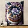 "Blueberry Swirl Dessert Design" Patterned tapestry home decor, suitable for bedroom and living room, gift