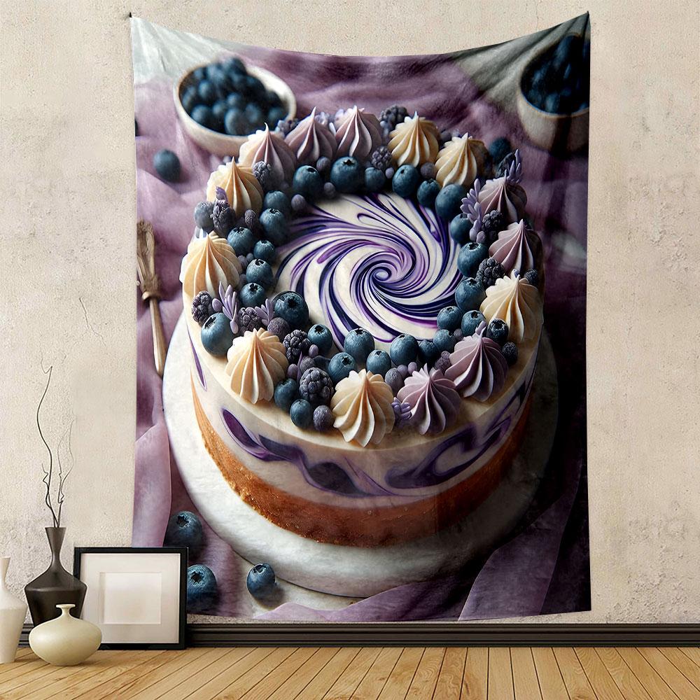"Blueberry Swirl Dessert Design" Patterned tapestry home decor, suitable for bedroom and living room, gift