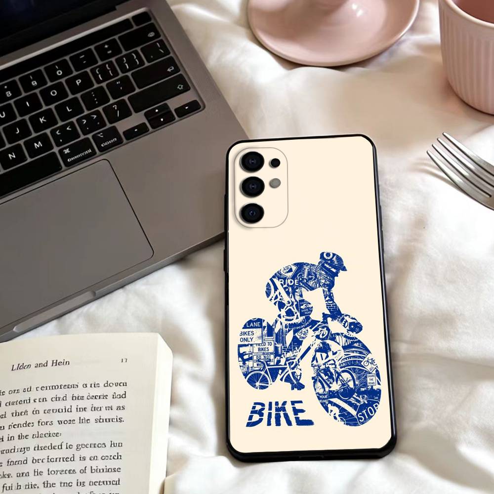 Cycling Bike Phone Case For Samsung S25,24,23,22,30,21,10,9,Ultra,Plus,Lite,FE,4,5 G Soft Black Case