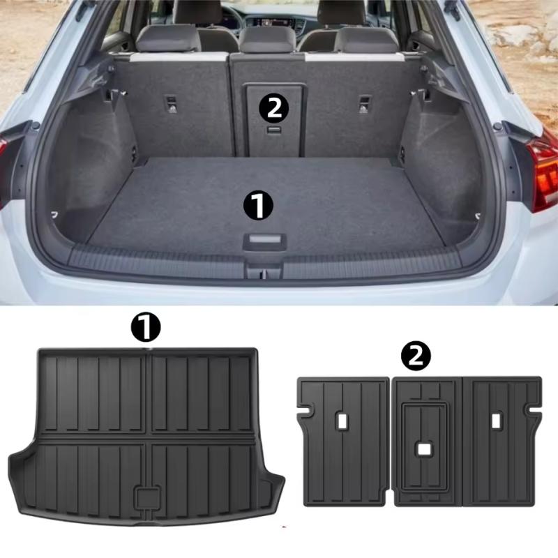 Trunk Mat For Volkswagen T-ROC 2018-2024 Rear Seat Backrest Anti-Scratch Protective Mat TPE 3D All Weather Trunk Cargo Liner Pad