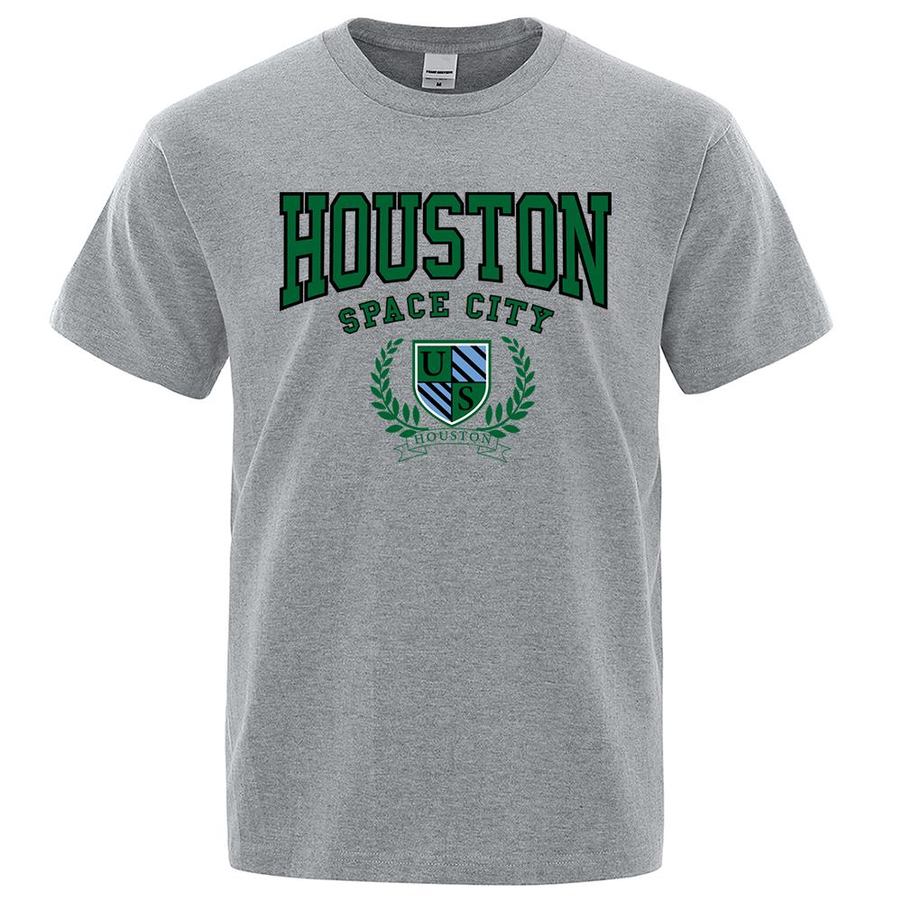 Футболки с надписью Houston Space City Hip Hop, мужские дышащие футболки, летняя одежда больших размеров, свободный готический хлопок