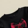 Citgeett Winter Christmas Kids Baby Girl Outfits Long Sleeve Bowknot Tops Plaid Skirt Xmas Clothes Set