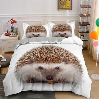 Пододеяльник с изображением ежа King Queen 3D Lovely Animal Комплект постельного белья для детей, подростков, взрослых, дикая природа, пододеяльник, наволочка, детские подарки