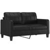 Vidaxl 2-Osobowa Sofa Z Poduszkami, Czarna, 140 Cm, Sztuczna Skóra