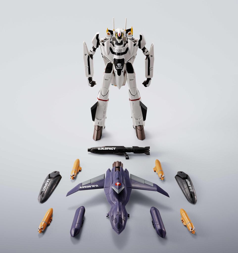 TAMASHII NATIONS R Macross Zero Phoenix ABS PVC Movable Figure HI-METAL VF-OS (Roy Focker's Custom) + QF-2200D-B Ghost, Approx. 140mm, & Die-Cast &