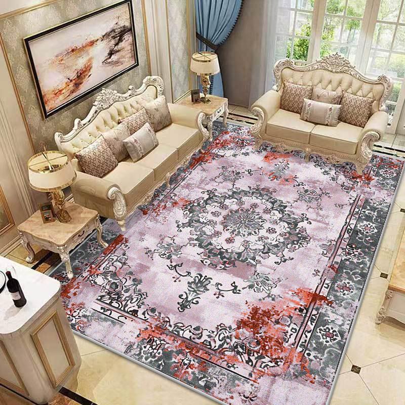 Persian Retro Carpet Living Room Aesthetic Decoration Home Bedroom Non-slip Washable Floor Mats Large Area Flannel Rug Cloakroom