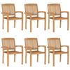 VidaXL Stackable Garden Chairs 6 Pcs Solid Teak Wood