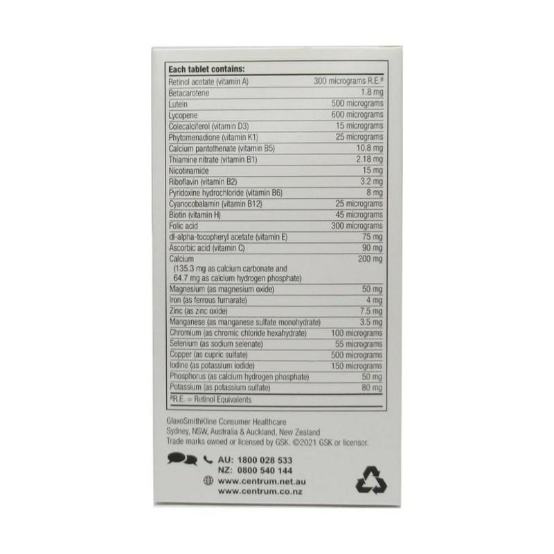 Centrum Advanced 100 tablets for people over 50 years old, 100 tablets, 4 units