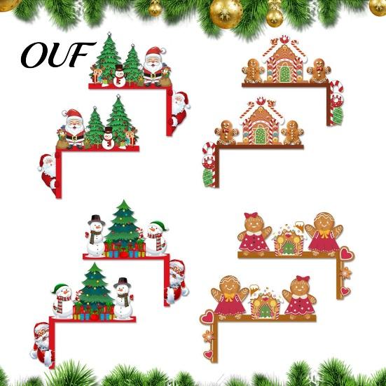 Winter Home Ornament Christmas Door Topper, Wooden Corner Sign, Santa Snowman Gingerbread Holiday Party Decorations Man Frame Decor for Decoration