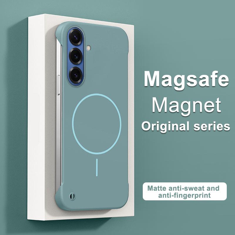 Безрамочный магнитный чехол для телефона для Samsung Galaxy S26 S25 Edge S24 FE S23 S22 Plus Note 20 Ultra Для Magsafe Жесткая задняя крышка из поликарбоната