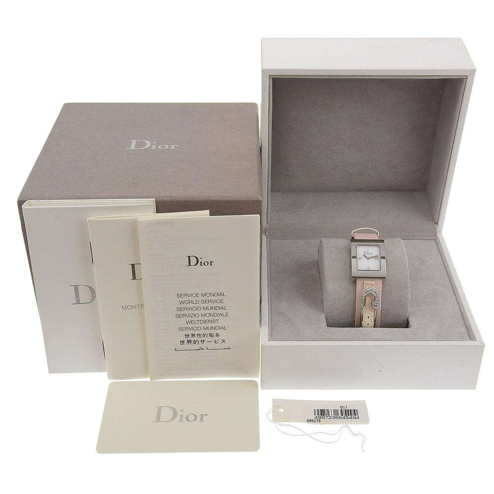 Dior Maris Watches D78-109 Белый перламутровый циферблат Нержавеющая сталь/кожа Кварцевый Аналоговый дисплей Женские Б/у