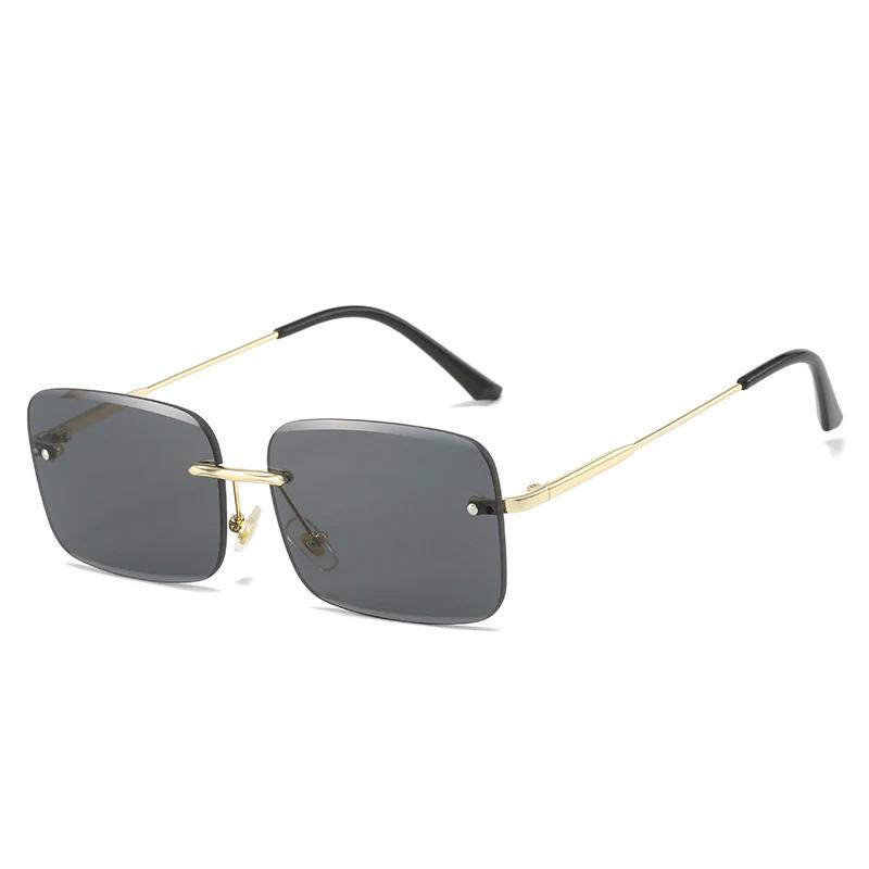 Ретро Безободковые Солнцезащитные Очки Женские Дизайнерские Безободковые Градиентные Солнцезащитные Очки Модные Оттенки Режущая Линза Металлические Очки