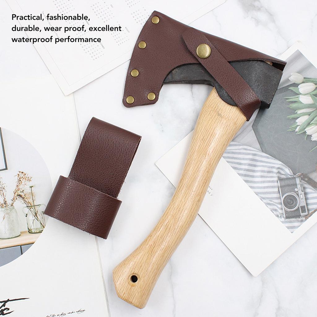 Ножны для топора из искусственной кожи, металл, легкий портативный защитный чехол для головы и ручки топора для кемпинга, работы на открытом воздухе, коричневый