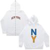 Креативная печать заглавных букв NY Мужская и женская длинная кардиганная толстовка на молнии с капюшоном Теплая куртка