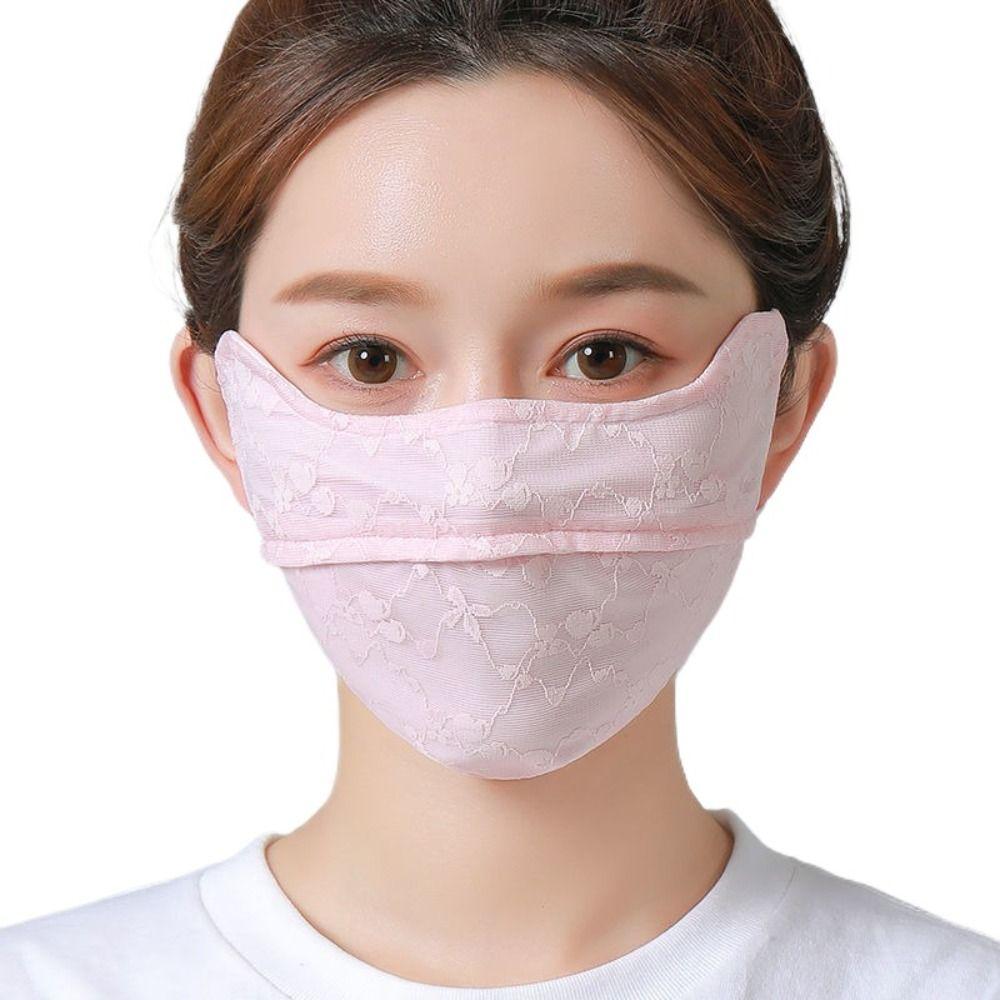 Women Solid Color UV Protection Eye Protection Ice Silk Mask Face Cover Sunscreen Mask Face Scarf