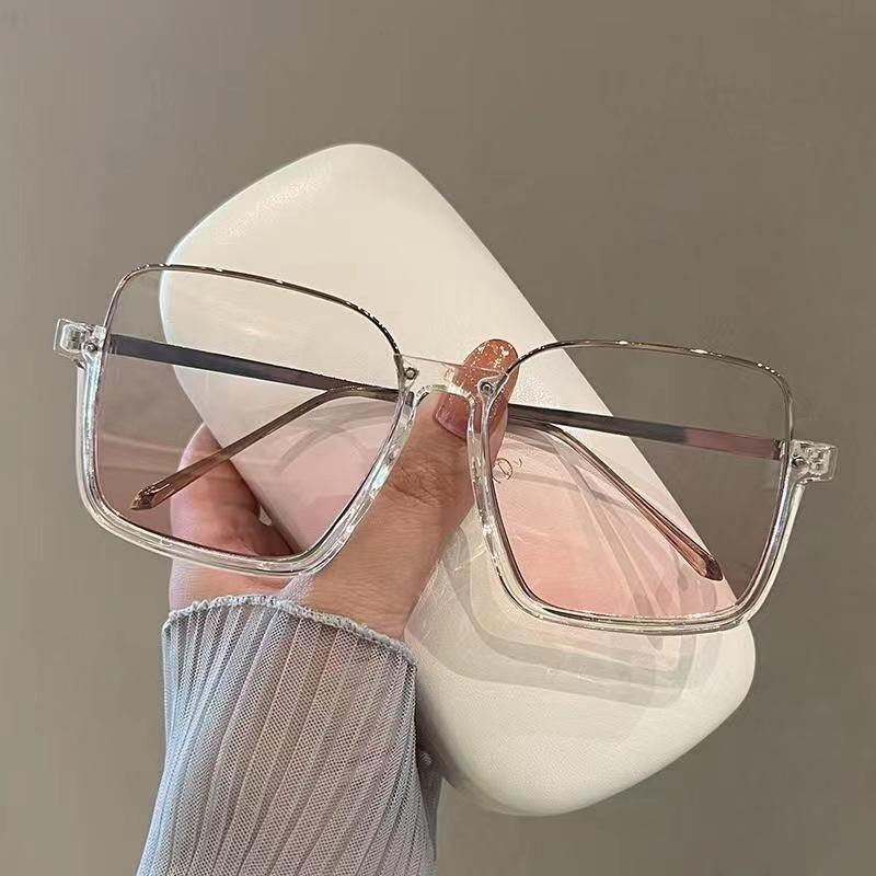 Румяные очки Полуободковые Очки для маленького лица Обычные очки Женские Большие оправы Линзы с градиентным переходом цвета Закат