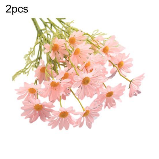 Искусственные цветы Букет хризантем 2 или 5 стеблей 21 дюйм Реалистичный шелк пластик Симуляция Дизайн Устойчивый к УФ Выцветанию Поддельные цветы Дом