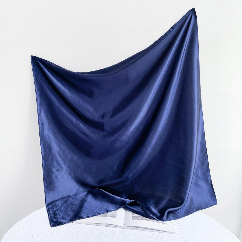 90*90СМ Однотонный Квадратный Шарф для Женщин Шарф и Головной Платок Сатиновый Модный Блестящий Шелковый Шарф