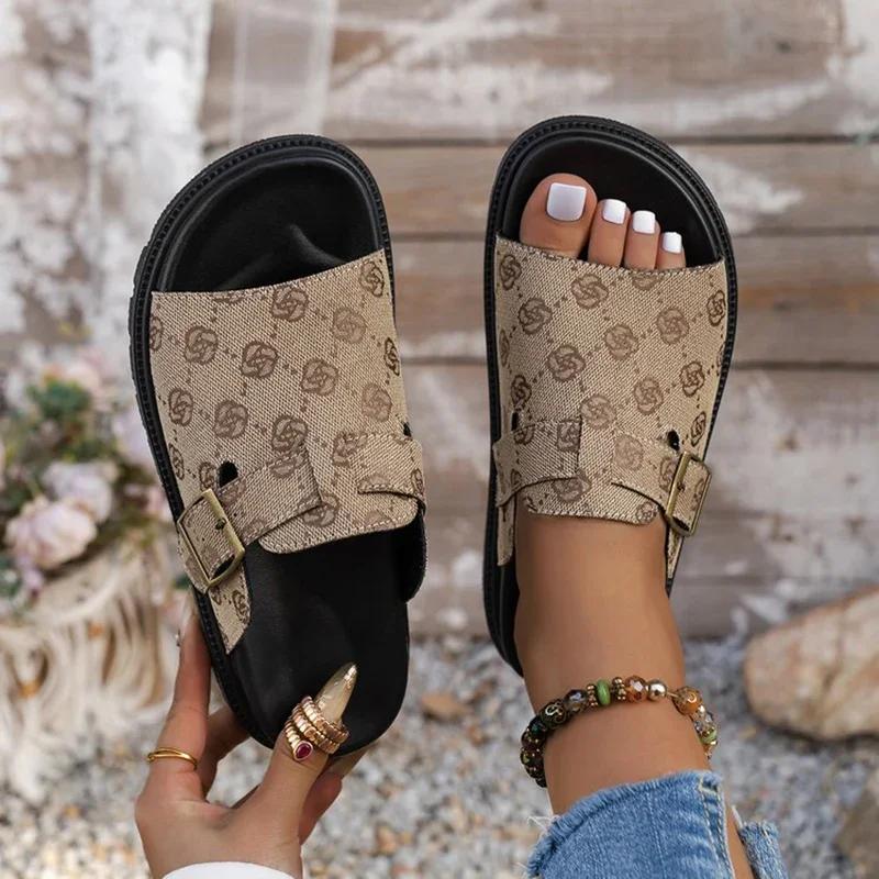 Летние женские тапочки Роскошные сандалии на платформе Уличные клоги Дышащие пляжные тапочки Шлепанцы Удобная домашняя обувь