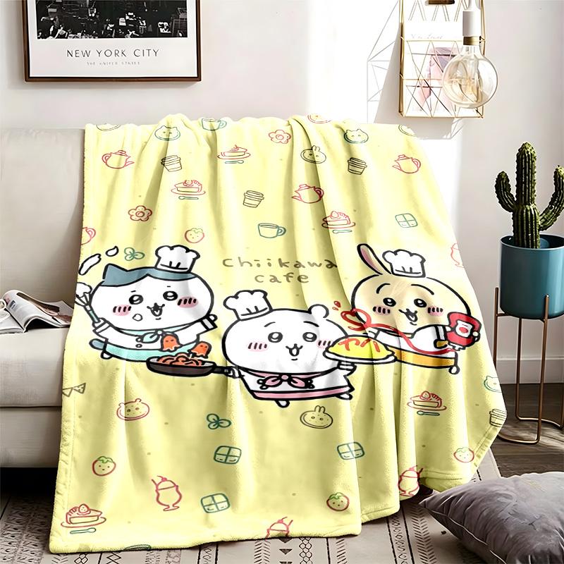 Chiikawa Theme Blanket Suitable For The Sofa Camping And Travel Made Of Soft Flannel Material An Ideal Gift For Occasions Such As Birthday